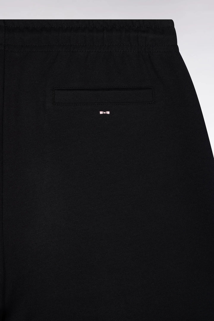 Straight-Cut Black Stretch Cotton Interlock Joggers