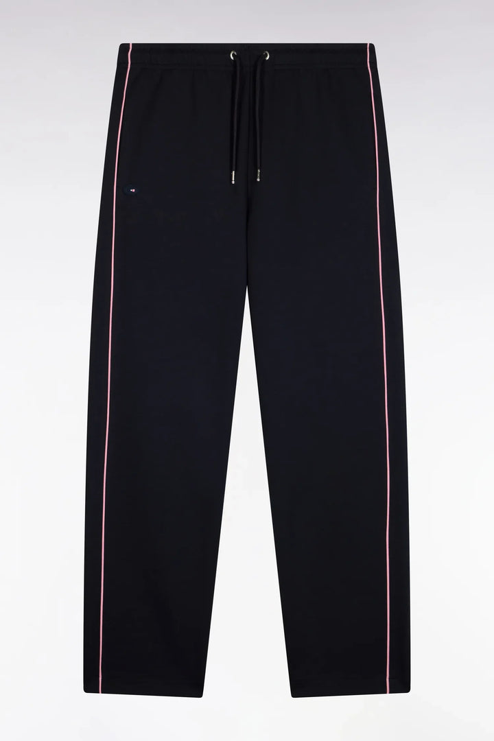 Navy Interlock Fleece Joggers with Pink Piping XV From France