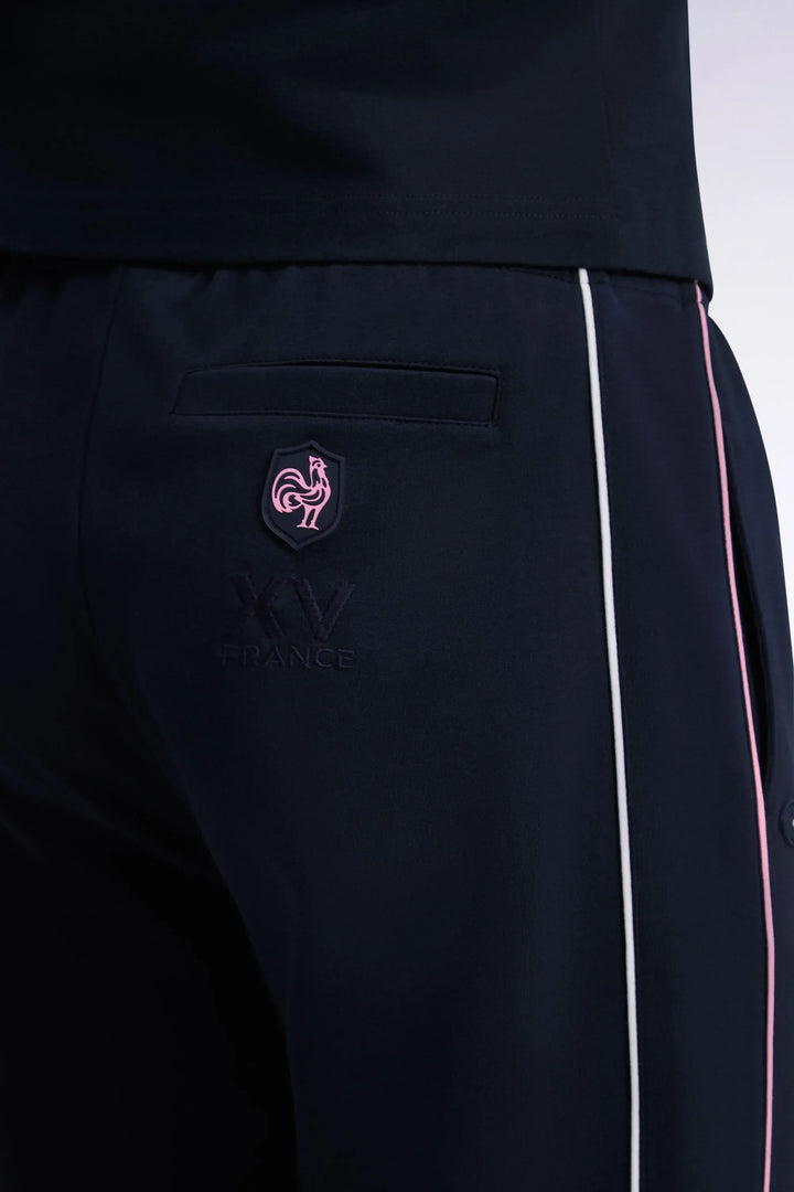 Navy Interlock Fleece Joggers with Pink Piping XV From France