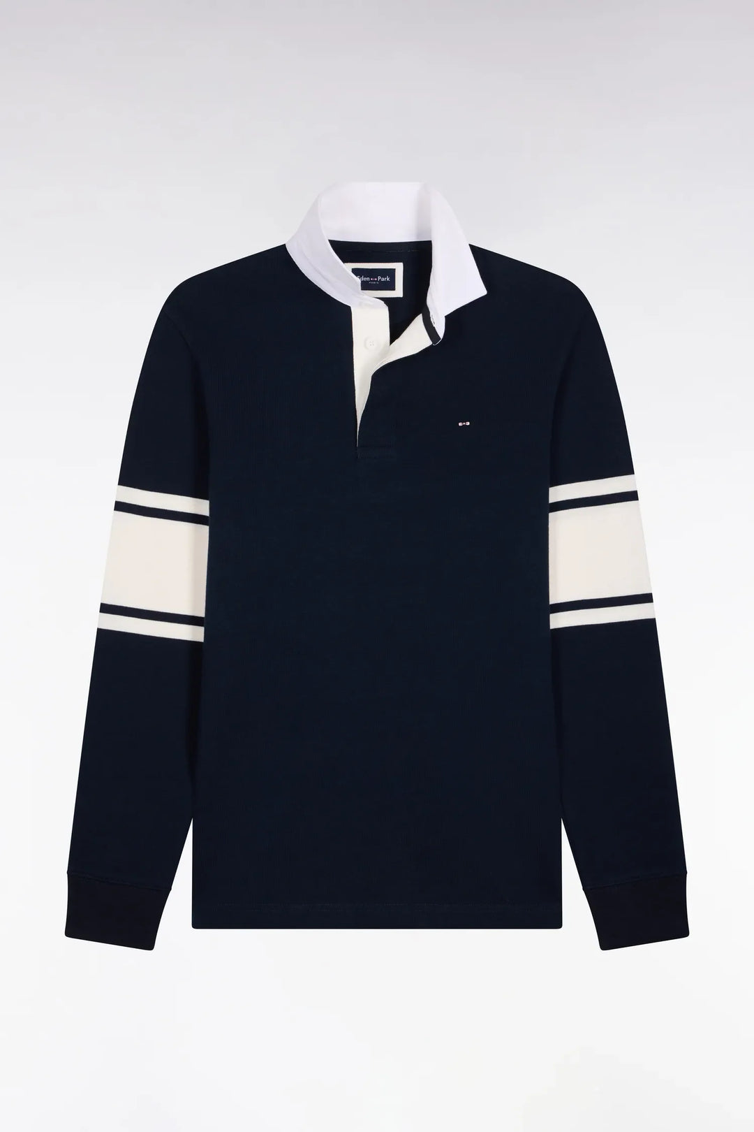 Navy Long-Sleeved Jersey with Contrasting White Details