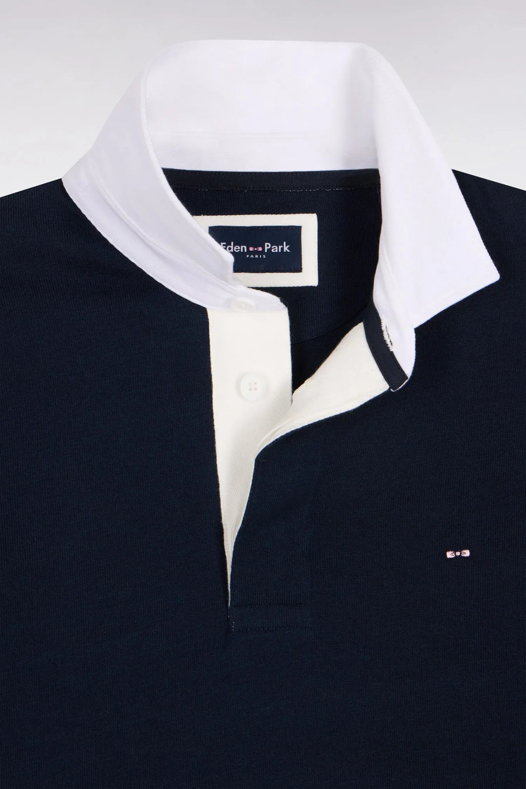 Navy Long-Sleeved Jersey with Contrasting White Details