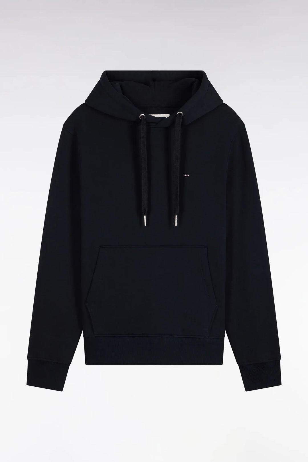 Straight-Cut Navy Cotton Fleece Hoodie