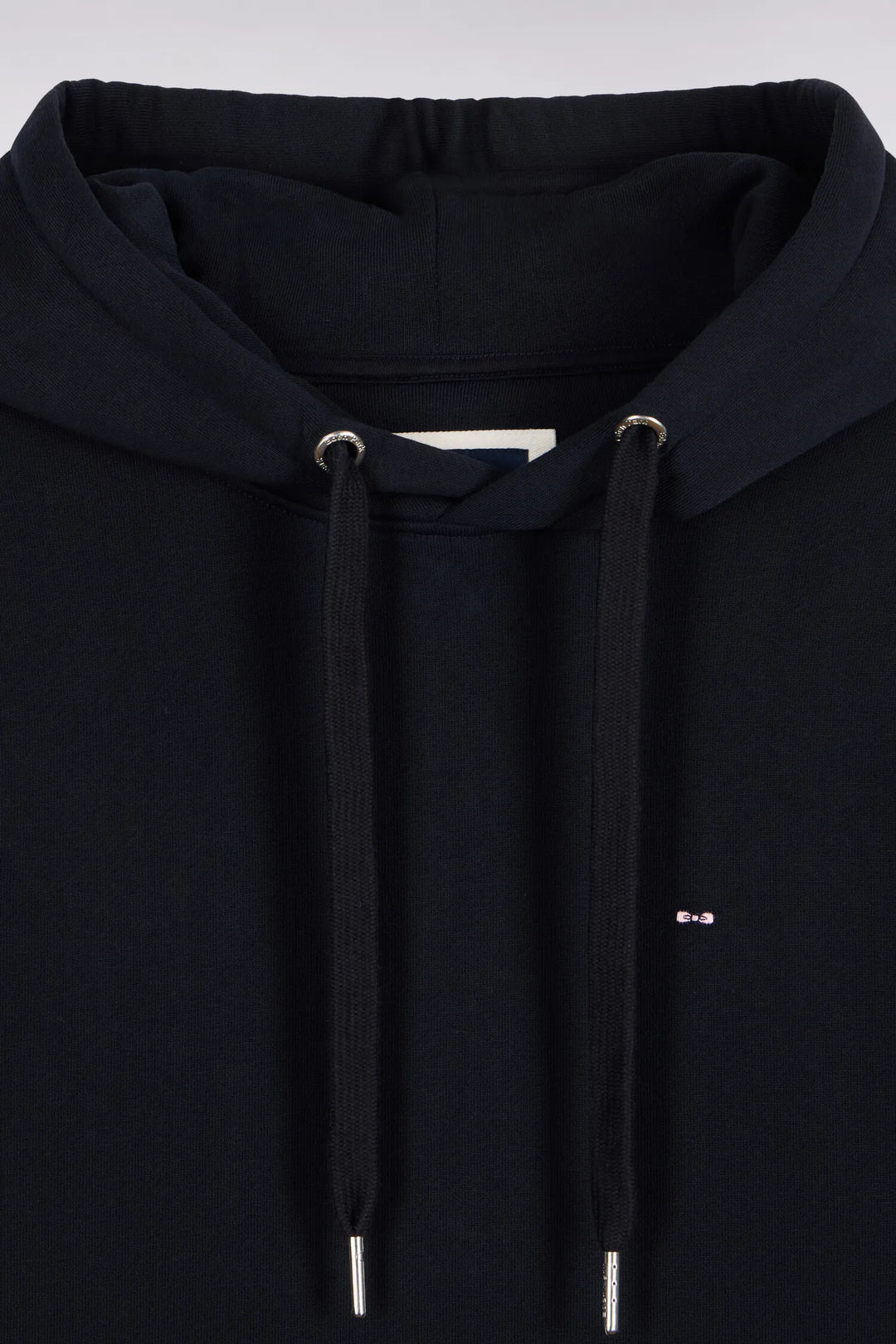 Straight-Cut Navy Cotton Fleece Hoodie