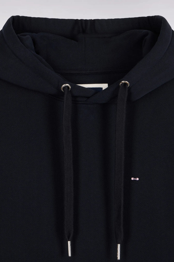 Straight-Cut Navy Cotton Fleece Hoodie