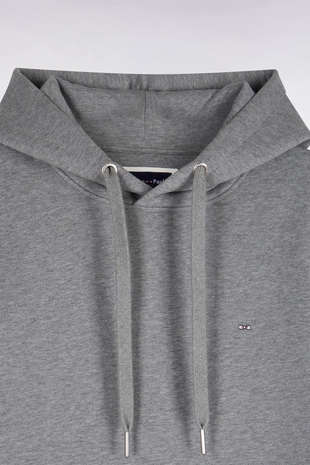 Grey Cotton Fleece Hooded Sweatshirt with a Straight Cut