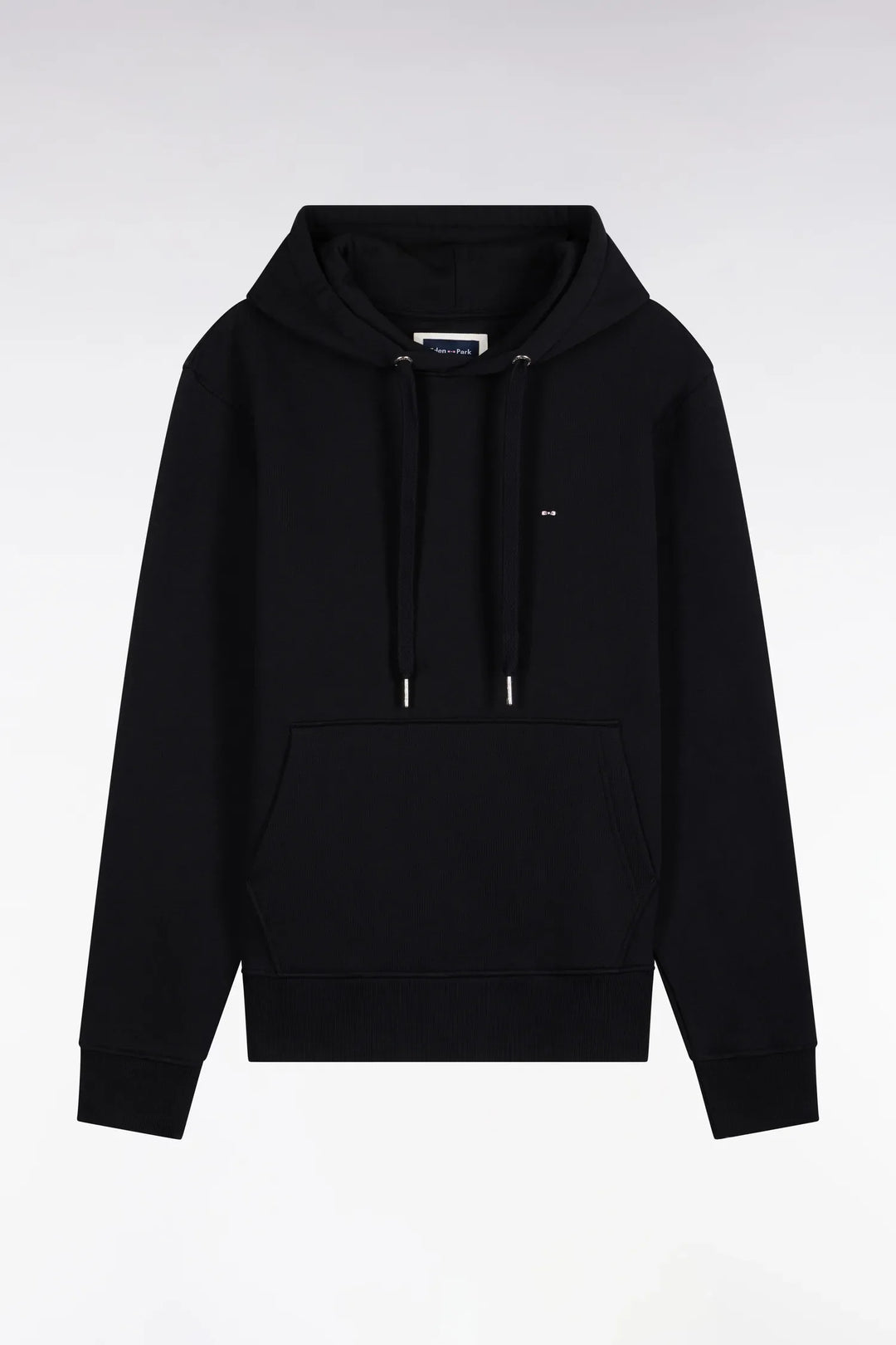 Straight-Cut Black Cotton Fleece Hoodie