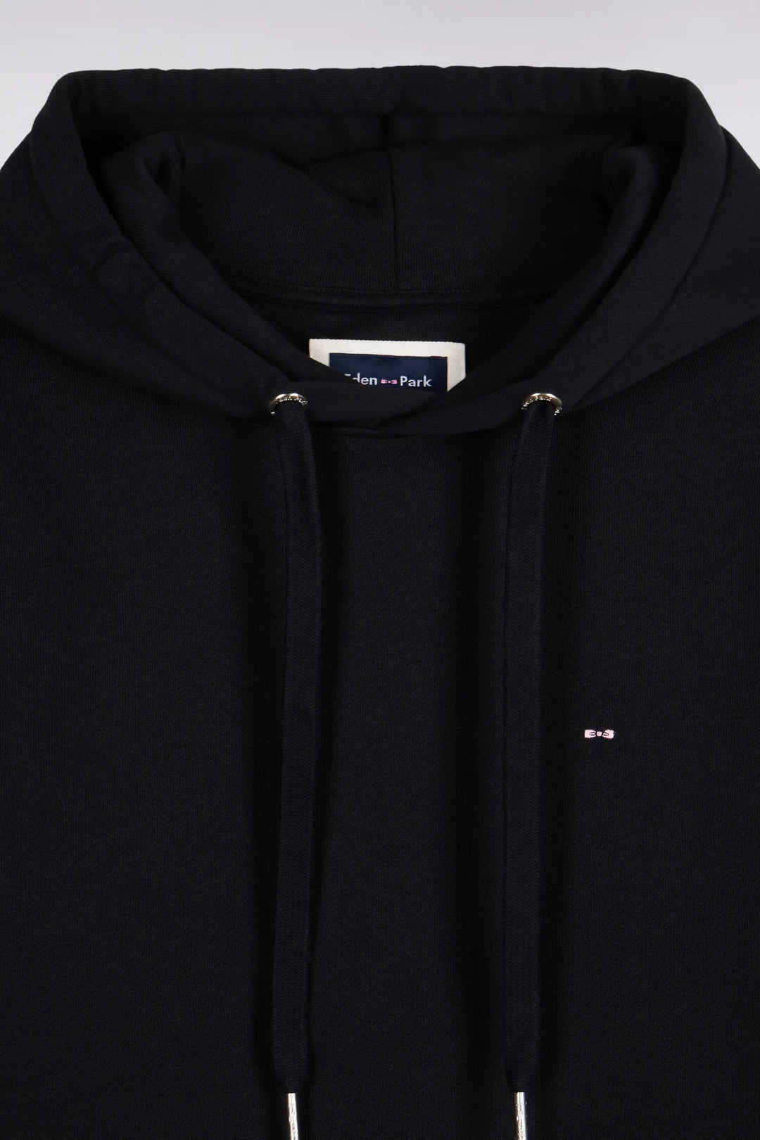 Straight-Cut Black Cotton Fleece Hoodie
