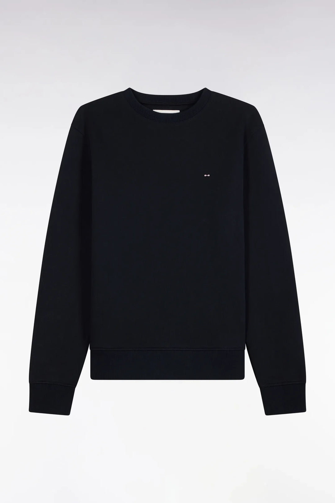 Straight-Cut Navy Cotton Fleece Round-Neck Sweatshirt