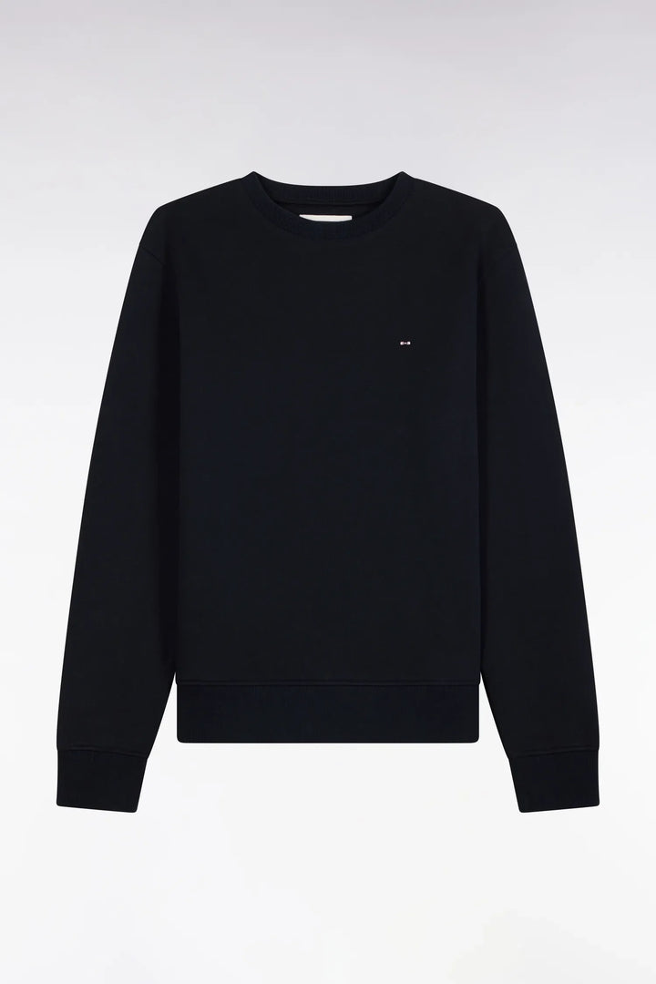Straight-Cut Navy Cotton Fleece Round-Neck Sweatshirt