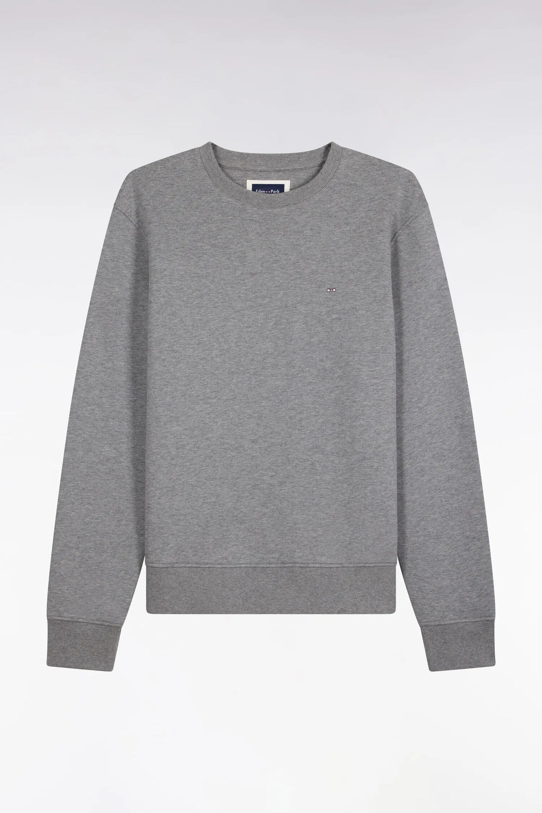 Grey Cotton Fleece Crewneck Sweatshirt with a Straight Cut