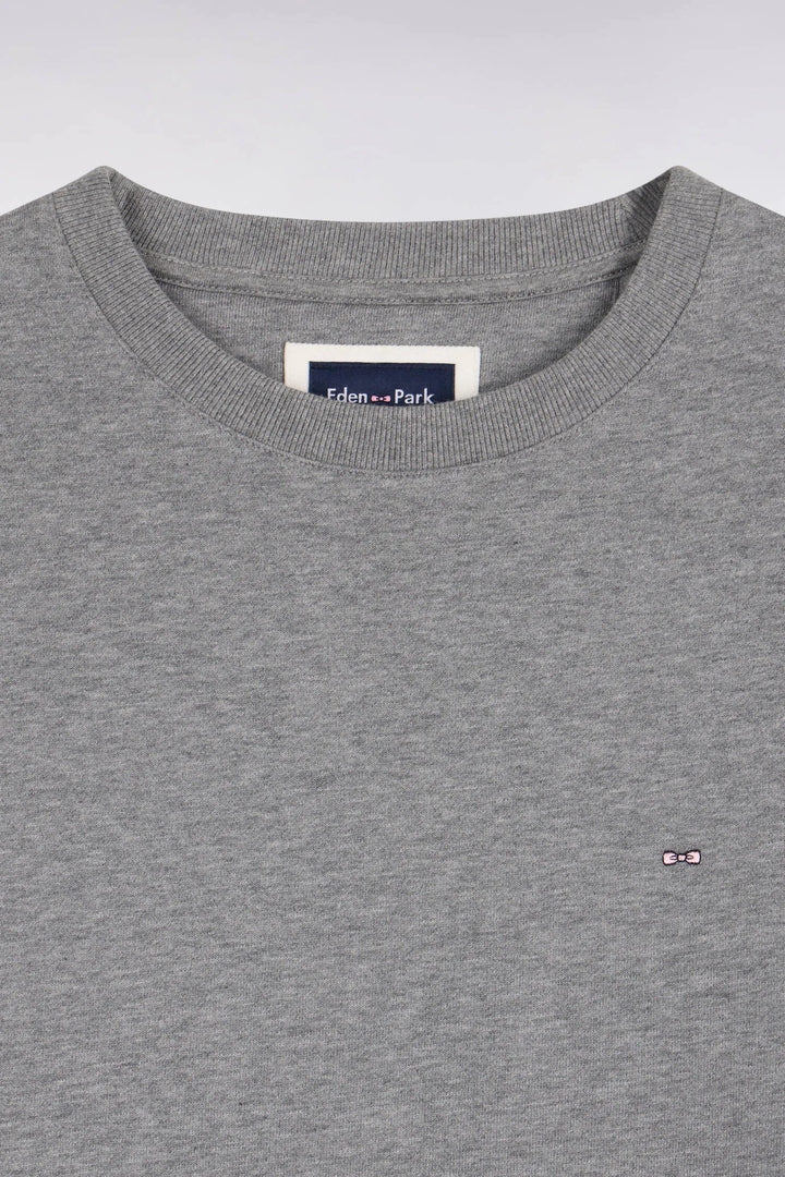 Grey Cotton Fleece Crewneck Sweatshirt with a Straight Cut