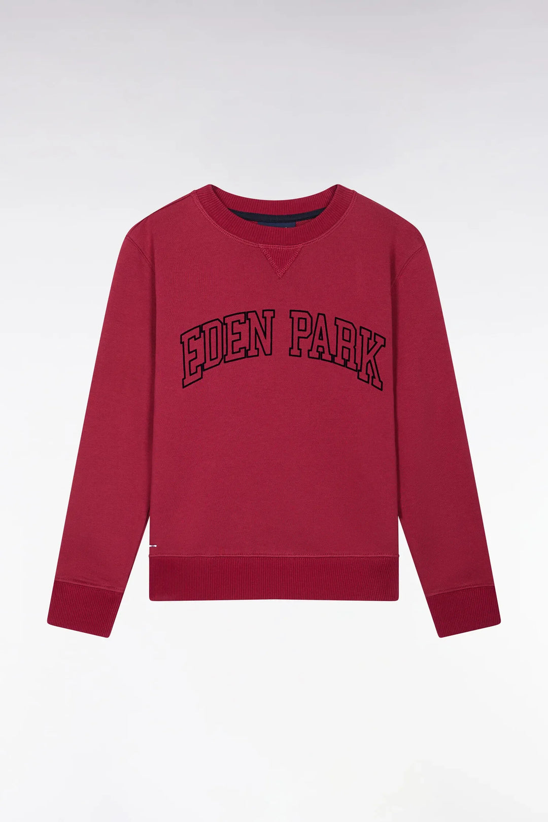 Sweatshirt with Red Cotton Collar with Eden Park Embroidery Straight Cut