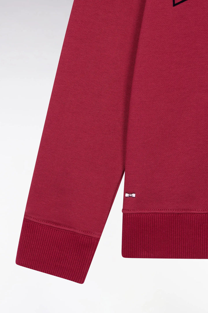 Sweatshirt with Red Cotton Collar with Eden Park Embroidery Straight Cut