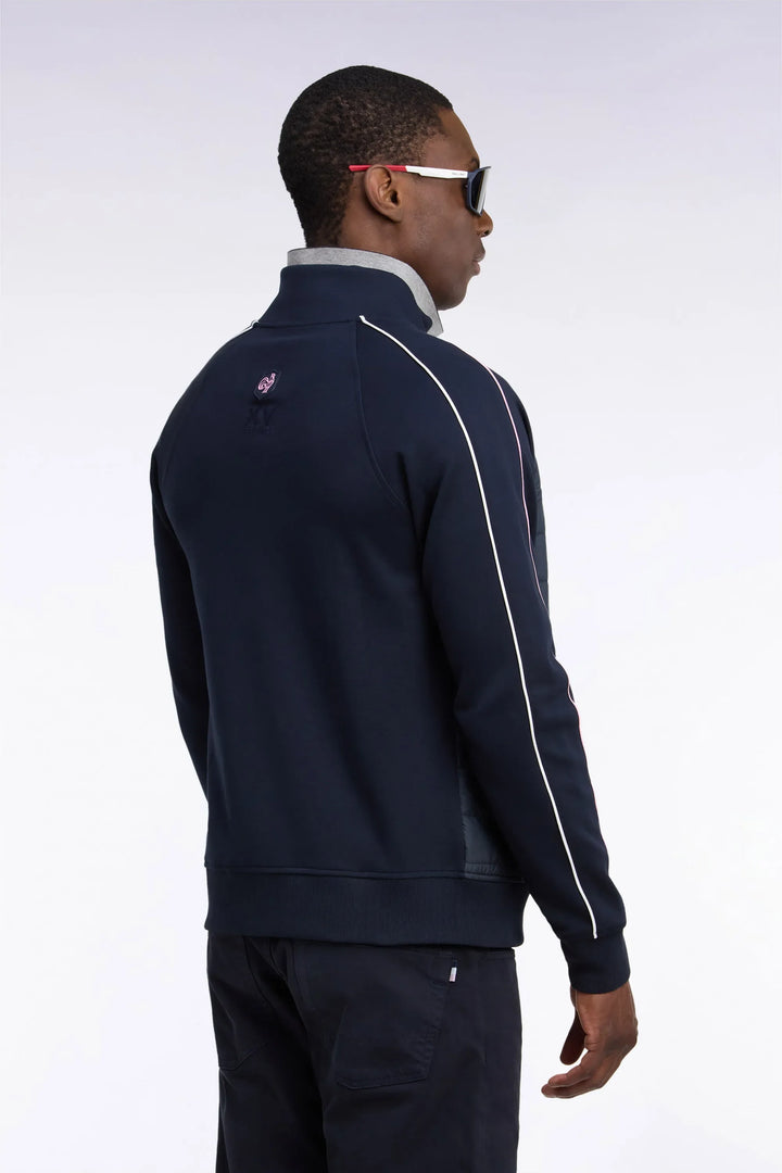Zipped Sweatshirt with Navy Navy Quilted Facing XV De France Straight Cut