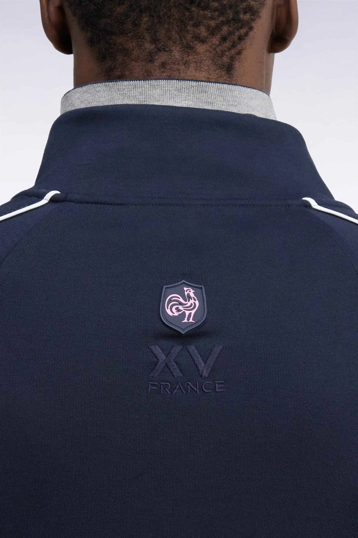 Zipped Sweatshirt with Navy Navy Quilted Facing XV De France Straight Cut