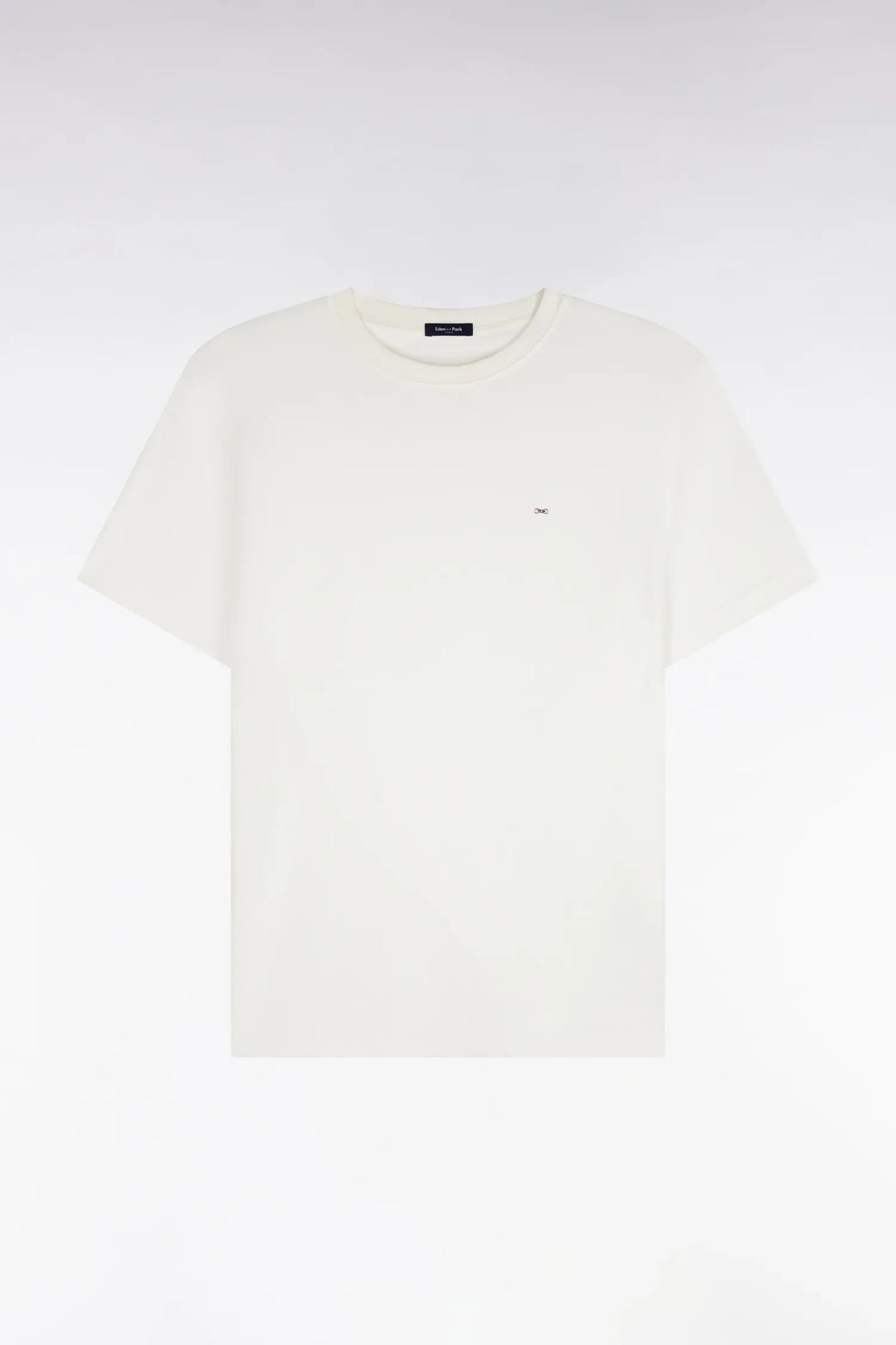 Short-Sleeved Straight-Cut Ecru Cotton T-Shirt