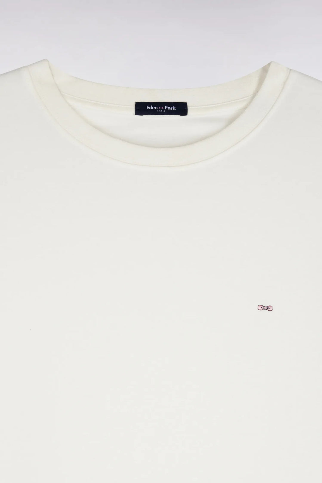 Short-Sleeved Straight-Cut Ecru Cotton T-Shirt