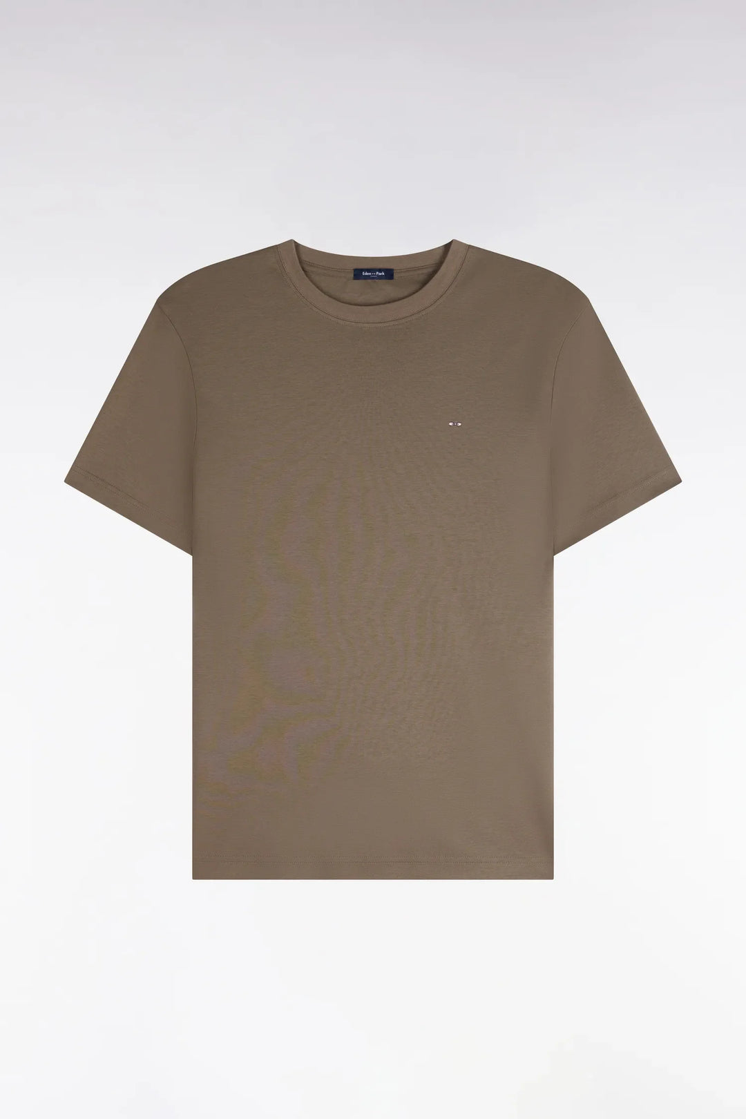 Straight-Cut Beige Cotton Short-Sleeved T-Shirt