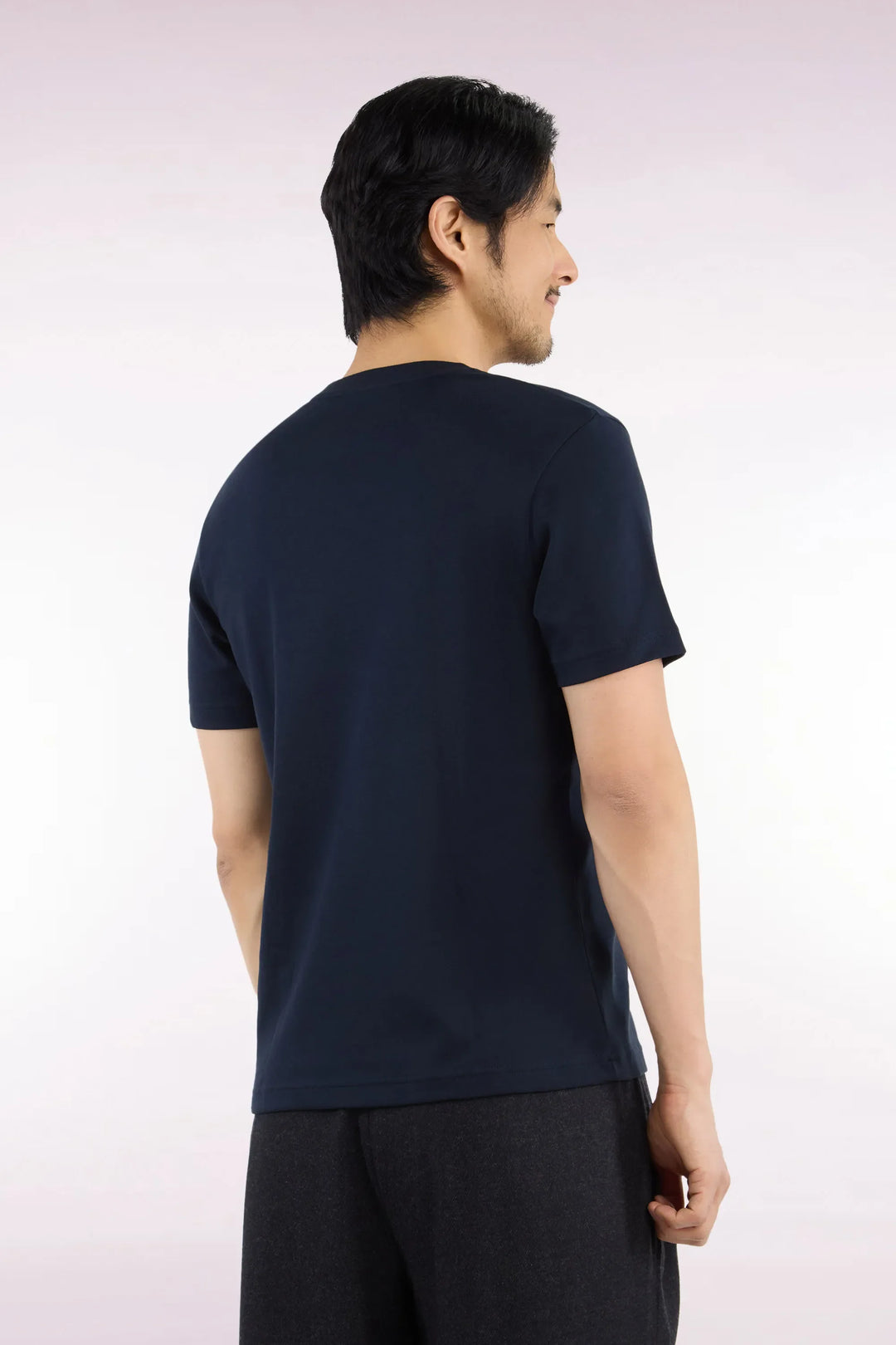 Short-Sleeved Navy Cotton Straight-Cut T-Shirt