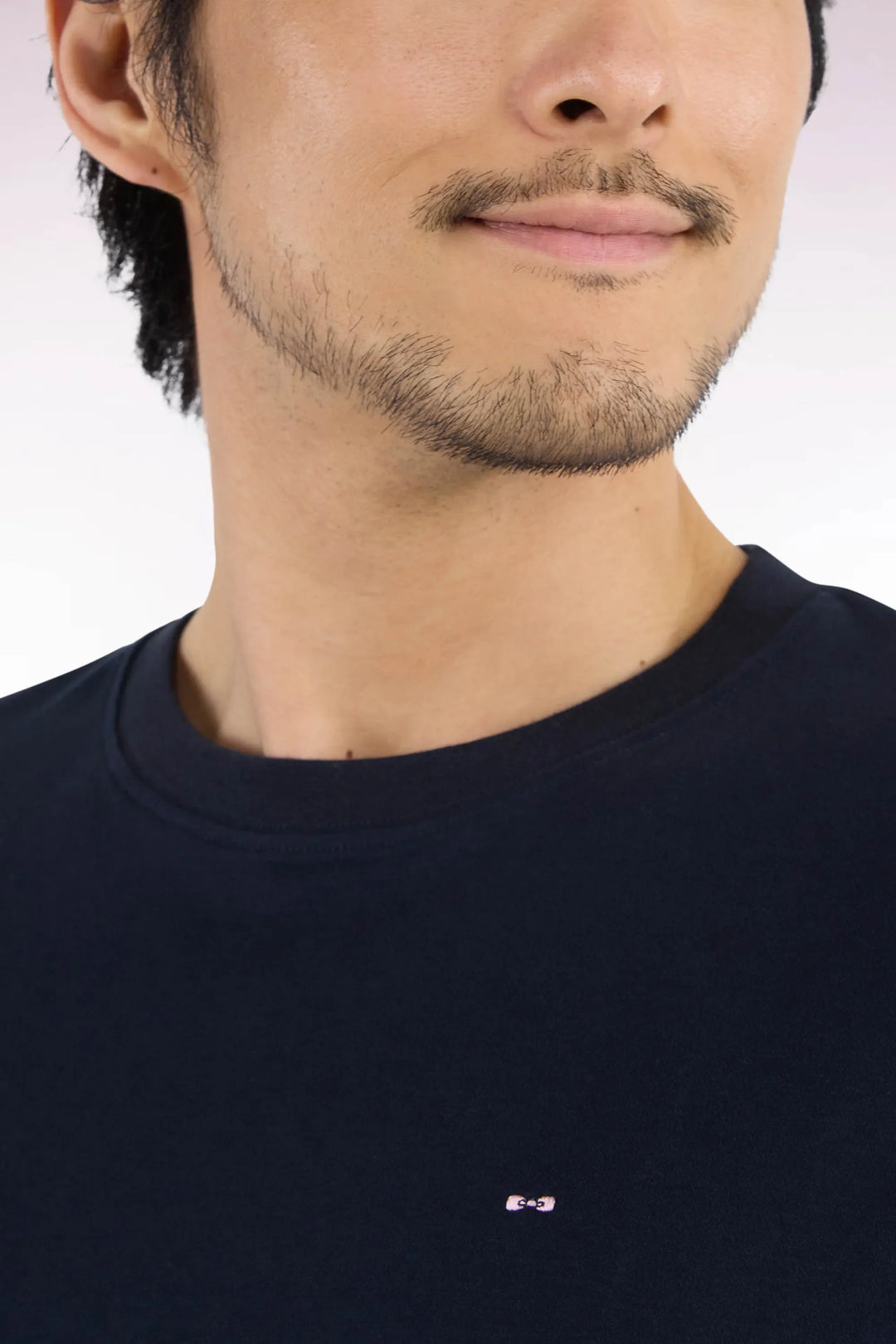 Short-Sleeved Navy Cotton Straight-Cut T-Shirt