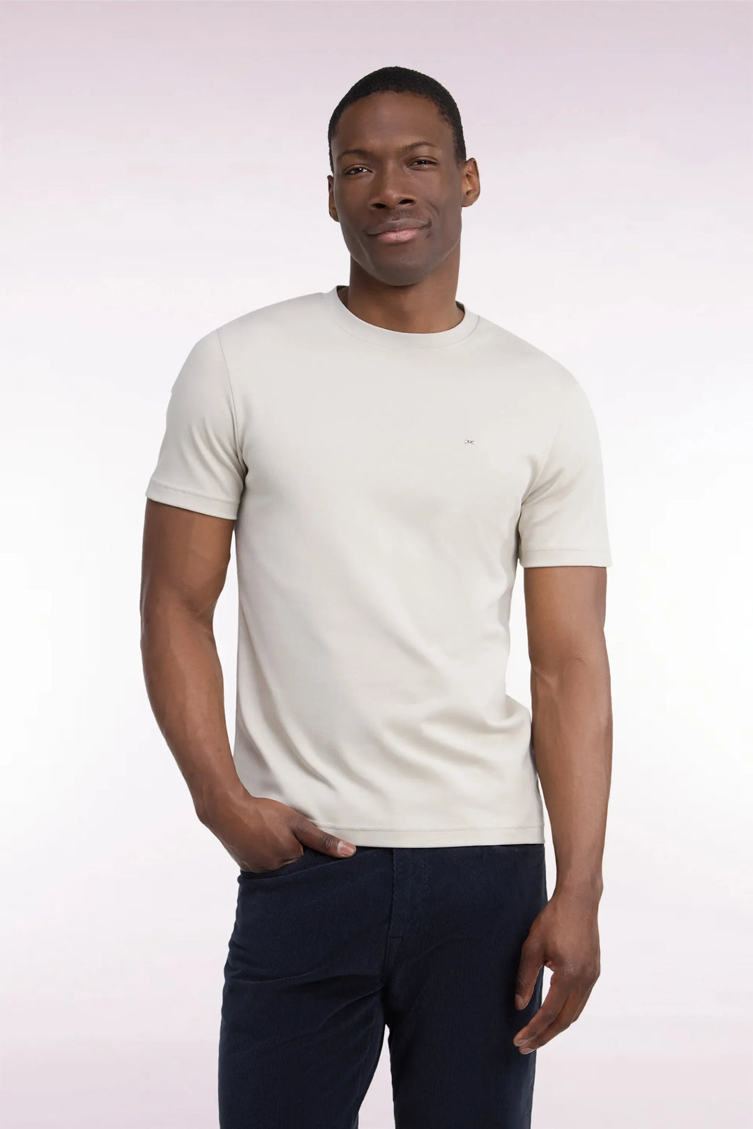 Short-Sleeved Raw Cotton Straight-Cut T-Shirt