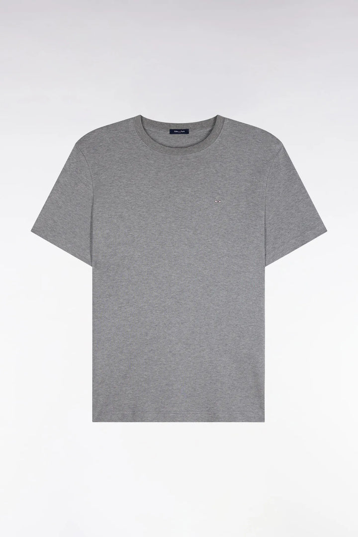 Short-Sleeved Grey Cotton Straight-Cut T-Shirt