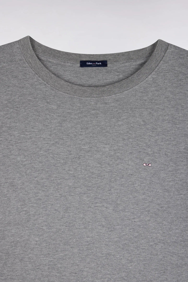 Short-Sleeved Grey Cotton Straight-Cut T-Shirt