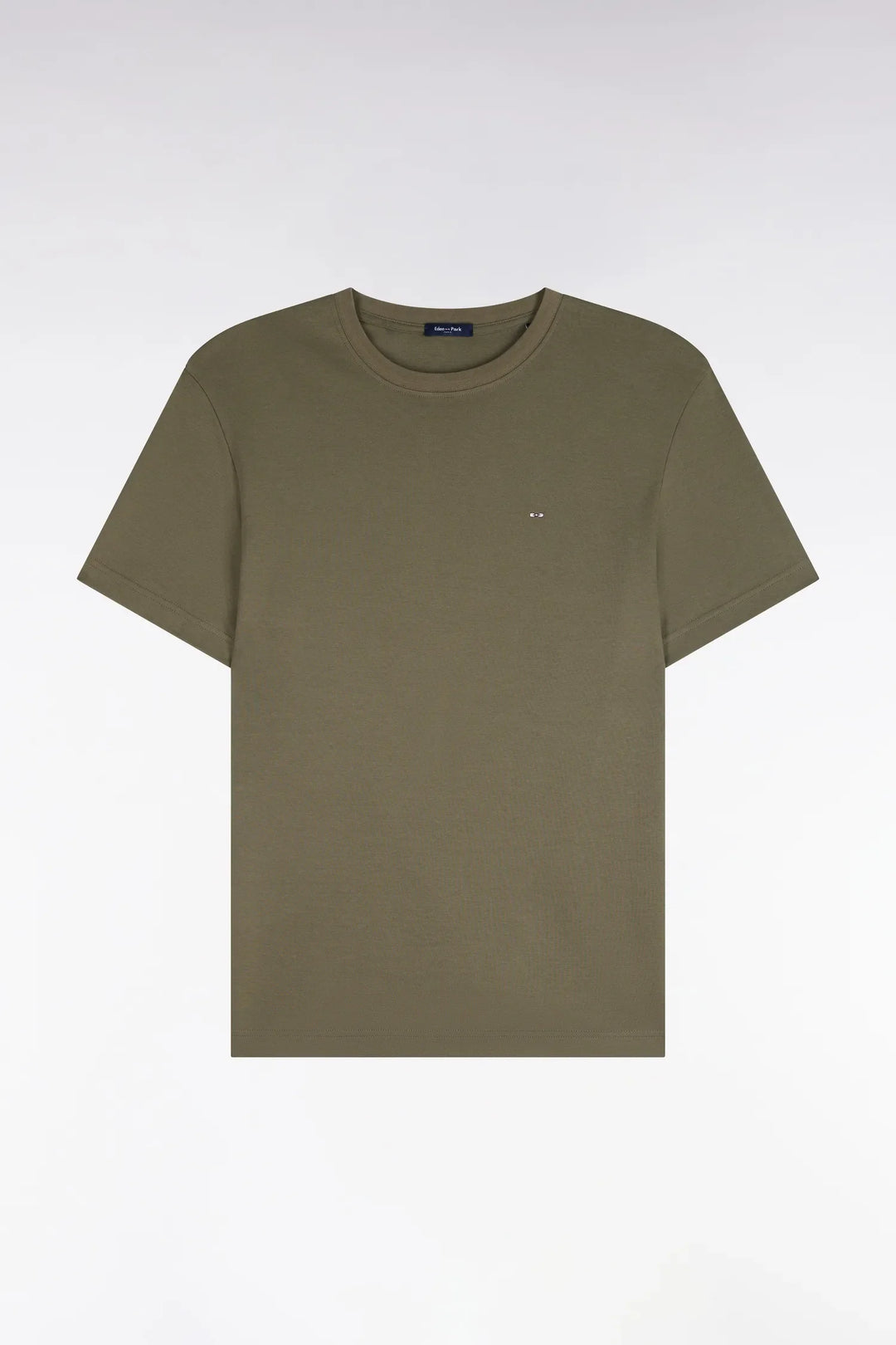 Straight Cut Olive Green Cotton Short-Sleeved T-Shirt
