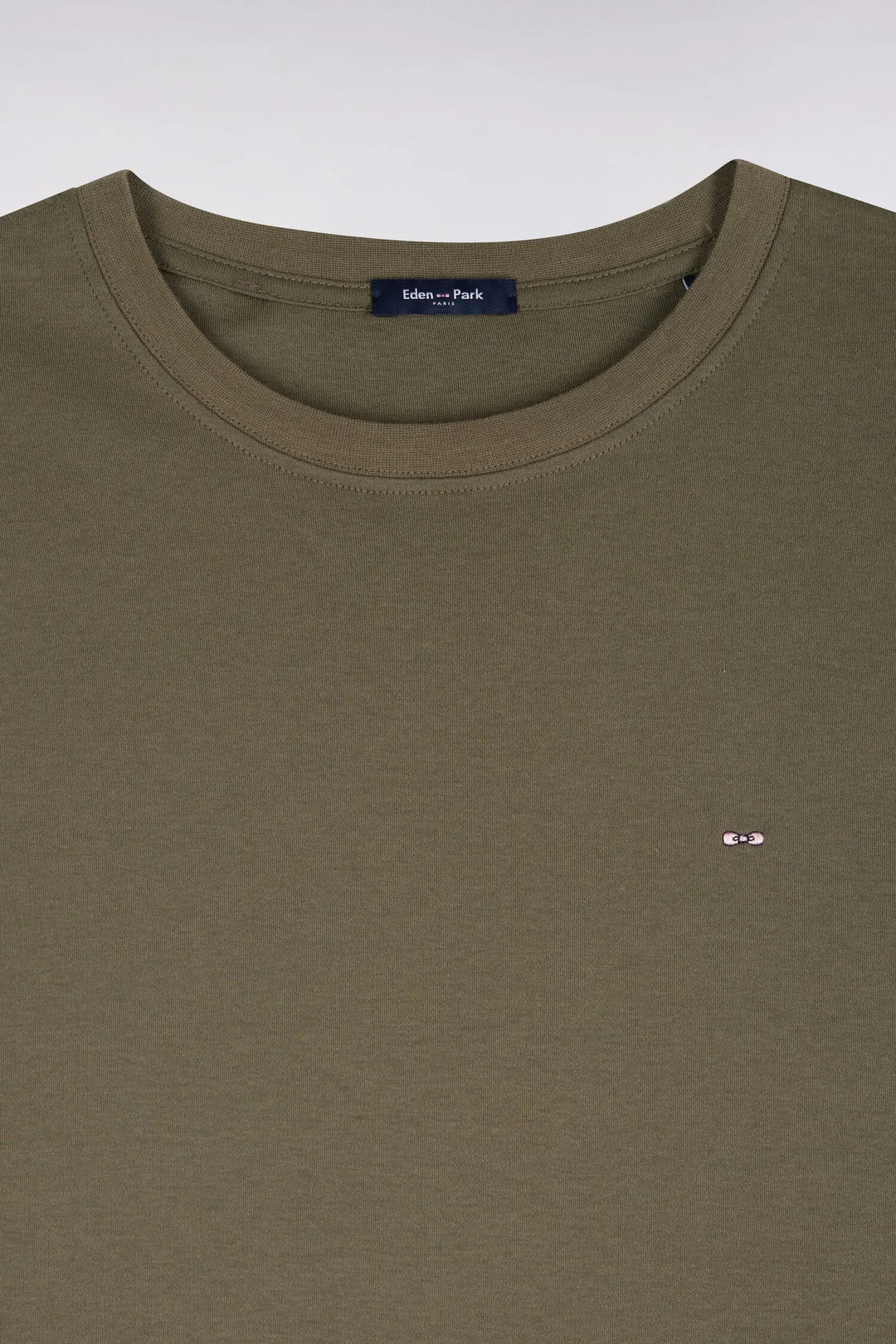 Straight Cut Olive Green Cotton Short-Sleeved T-Shirt
