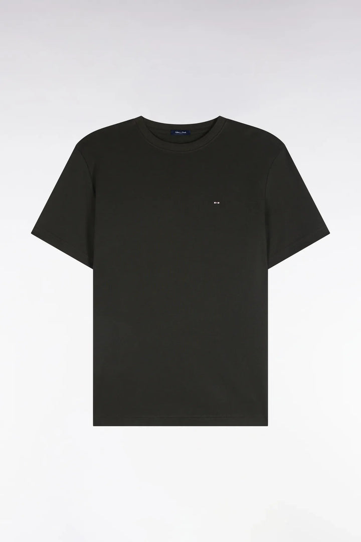 Short-Sleeved Khaki Cotton Straight-Cut T-Shirt