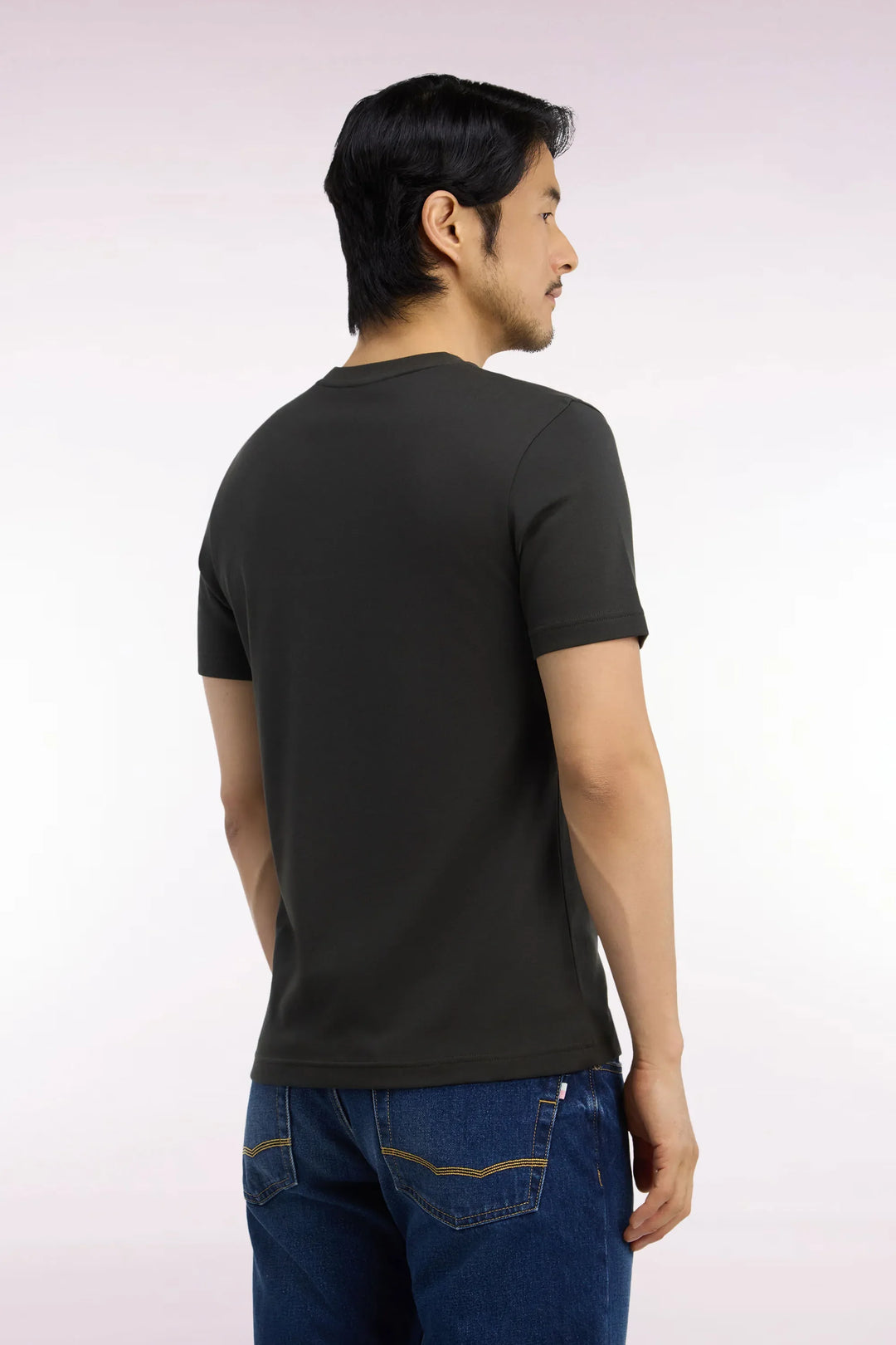 Short-Sleeved Khaki Cotton Straight-Cut T-Shirt
