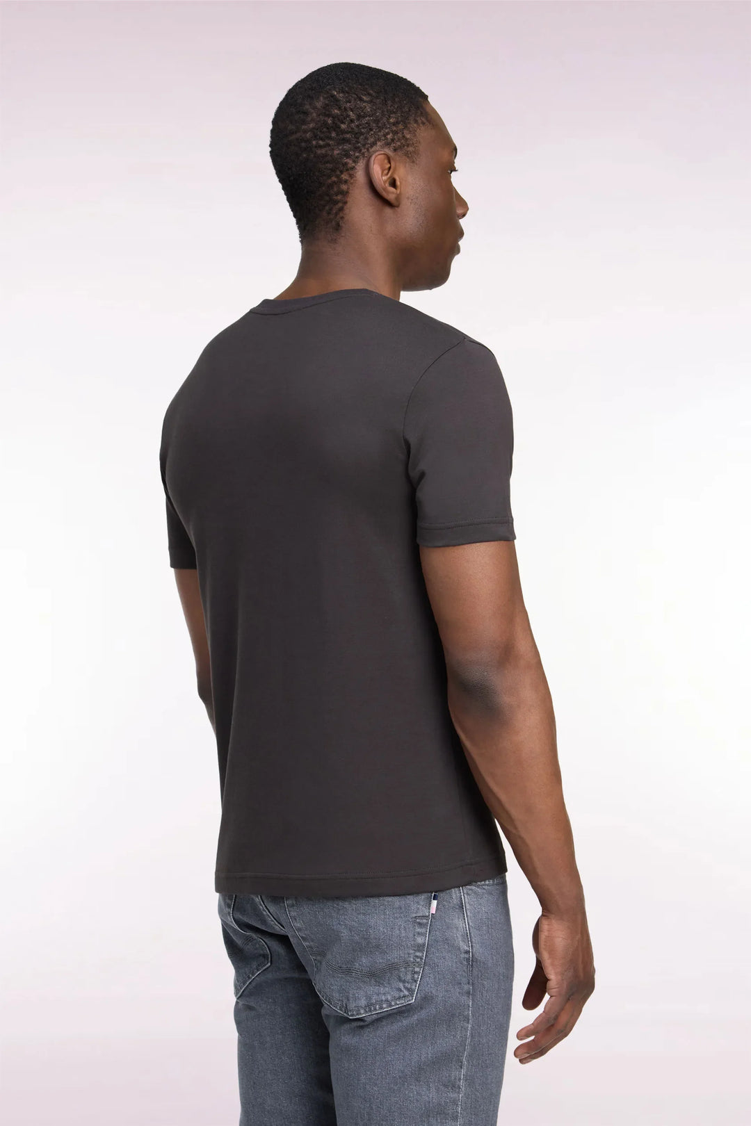 Short-Sleeved Brown Cotton Straight-Cut T-Shirt