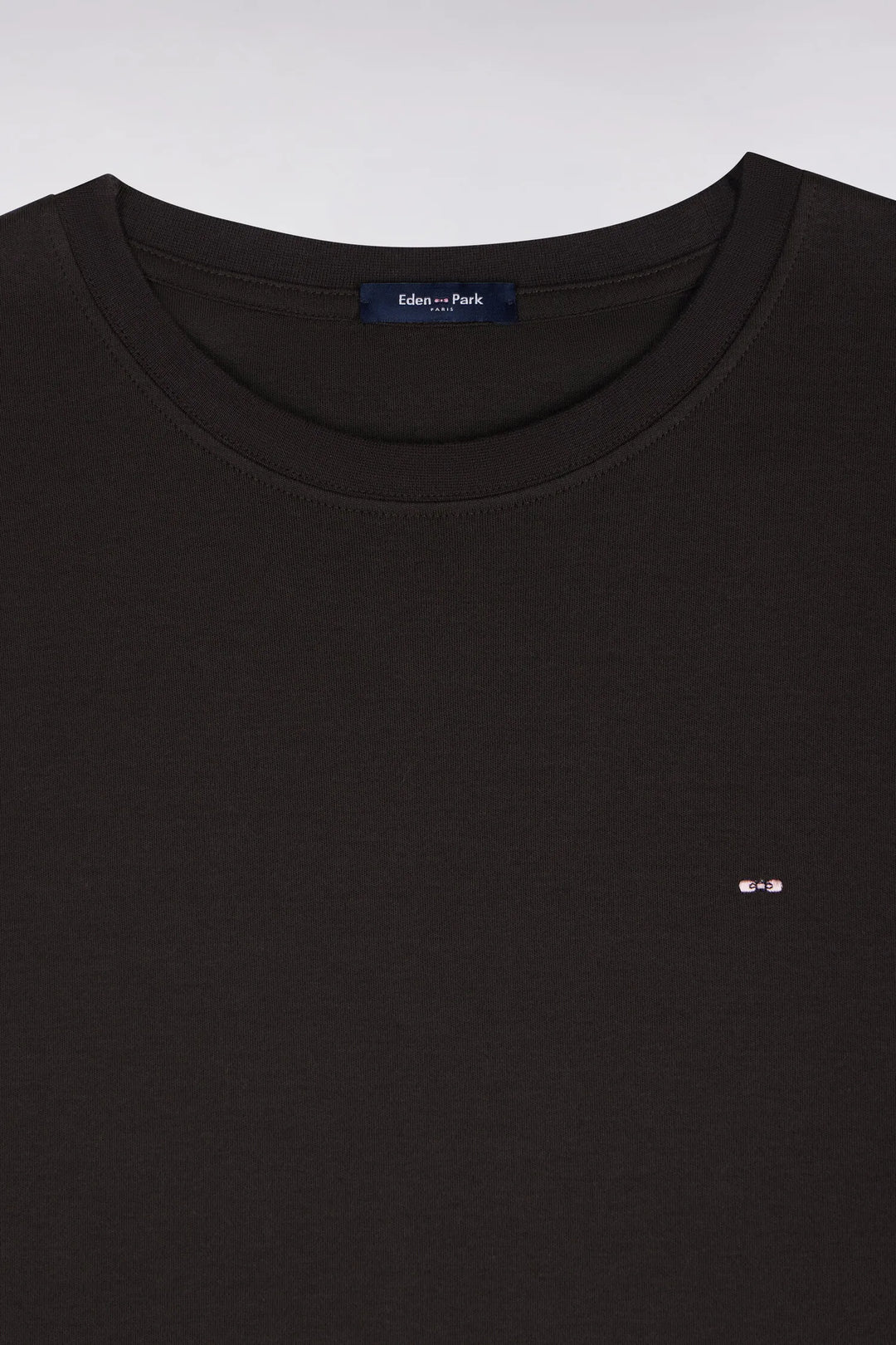 Short-Sleeved Brown Cotton Straight-Cut T-Shirt