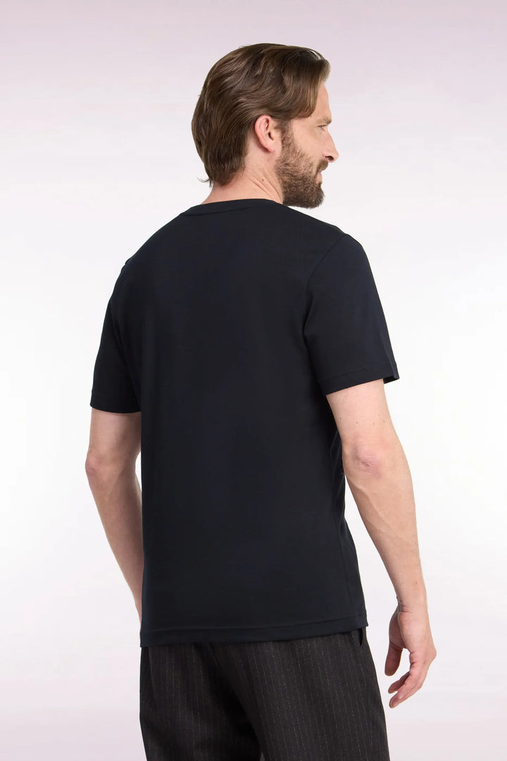 Short-Sleeved Black Cotton Straight-Cut T-Shirt