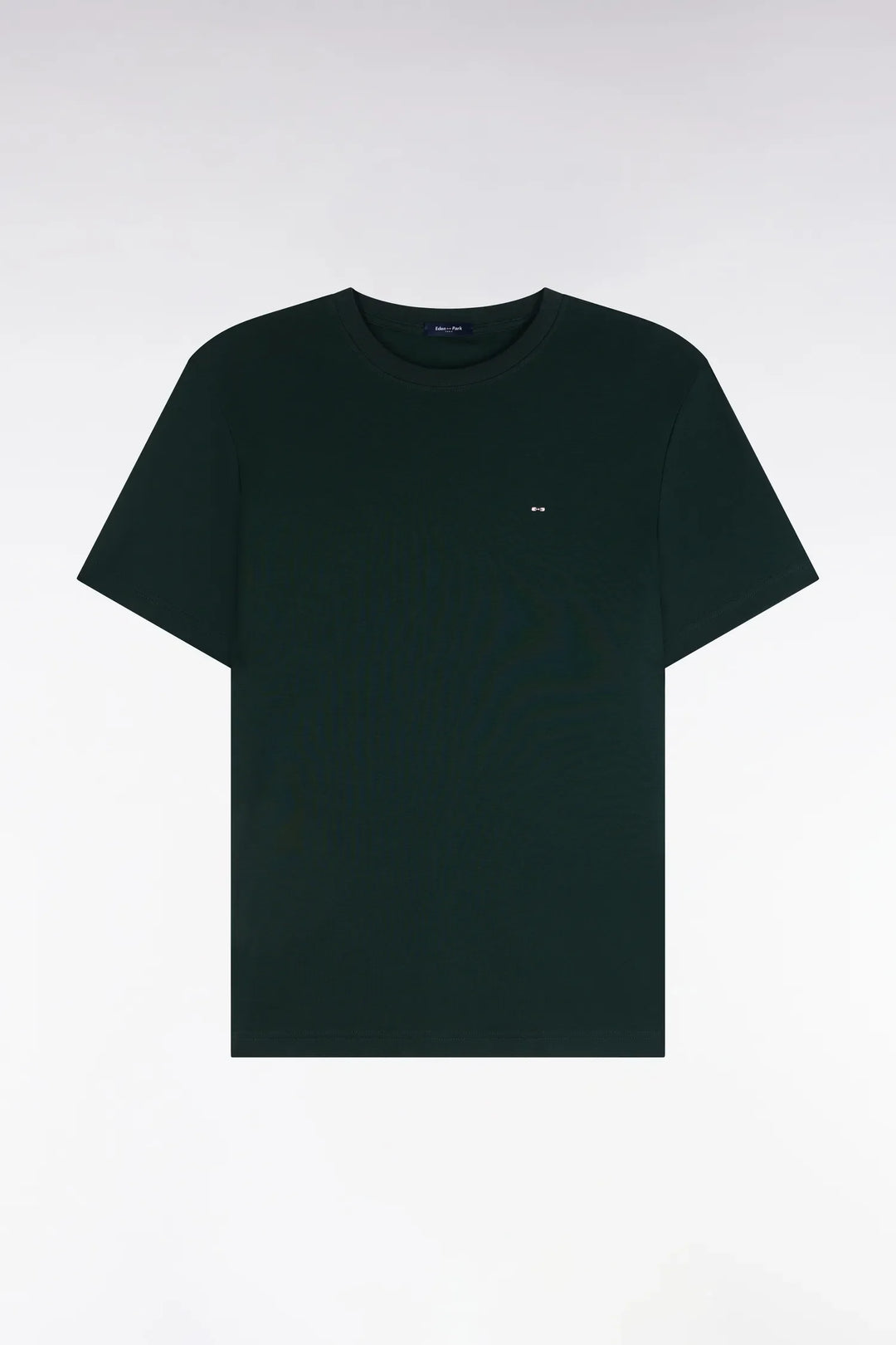Short-Sleeved T-Shirt in Dark Green Cotton with a Straight Cut