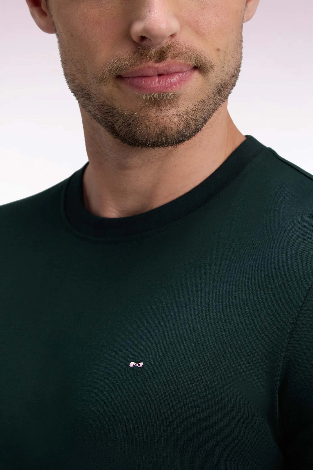 Short-Sleeved T-Shirt in Dark Green Cotton with a Straight Cut