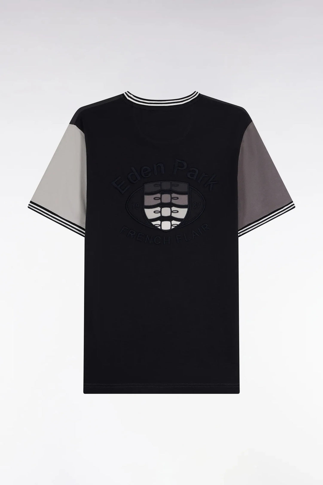 Two-Tone Grey Straight-Cut Short-Sleeved T-Shirt