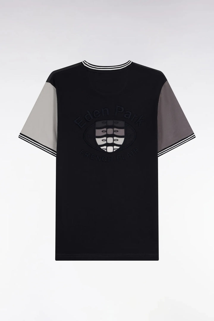 Two-Tone Grey Straight-Cut Short-Sleeved T-Shirt