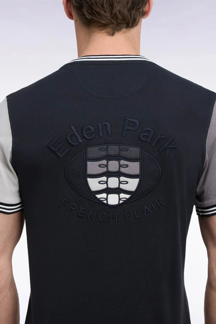 Two-Tone Grey Straight-Cut Short-Sleeved T-Shirt