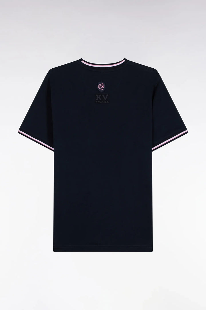 Short-Sleeved Navy T-Shirt XV De France Straight Cut