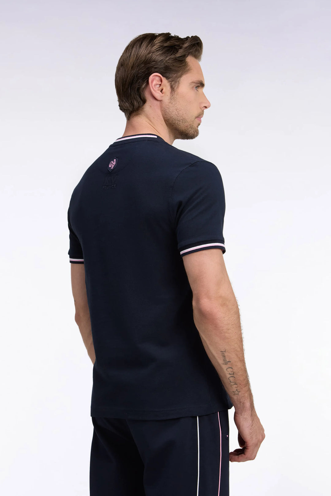 Short-Sleeved Navy T-Shirt XV De France Straight Cut
