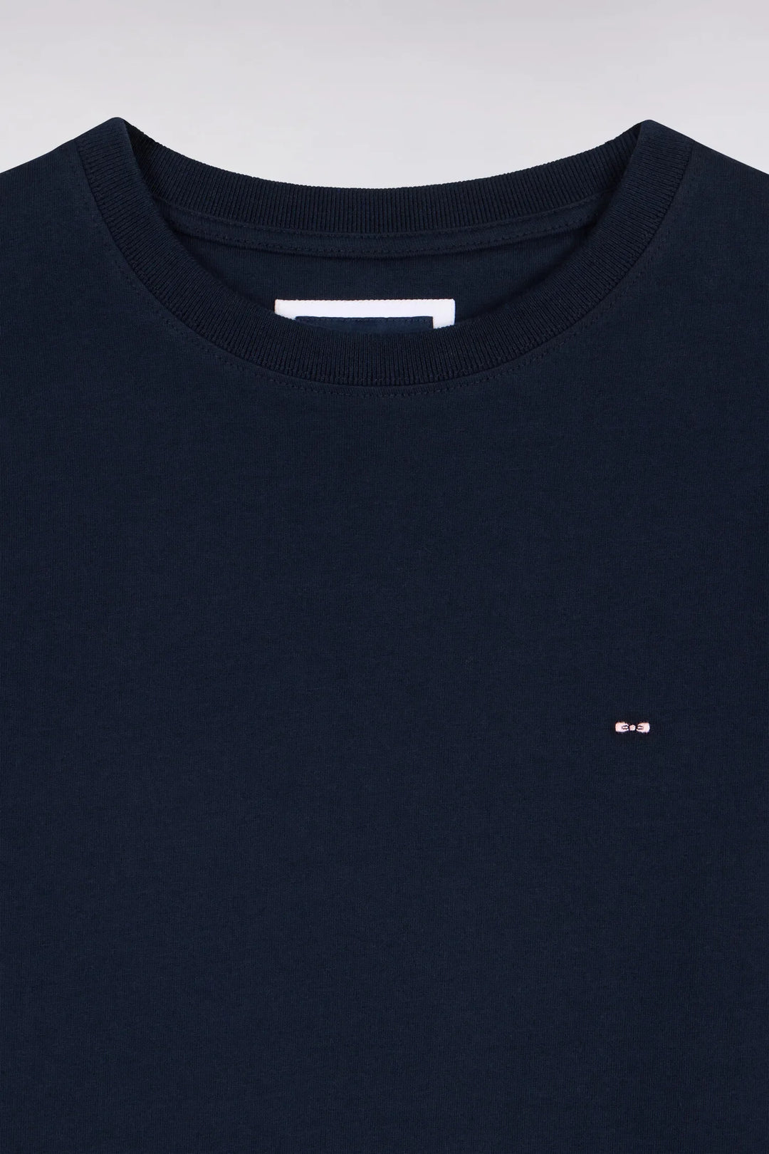 Straight-Cut Navy Combed Cotton Long-Sleeved T-Shirt