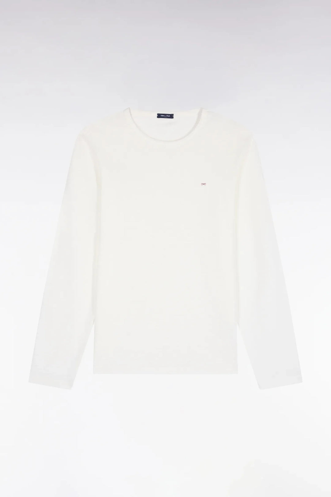 Long-Sleeved Ecru Cotton T-Shirt with Slim Fit
