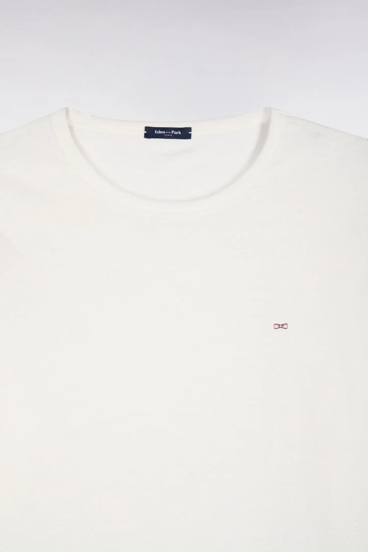 Long-Sleeved Ecru Cotton T-Shirt with Slim Fit