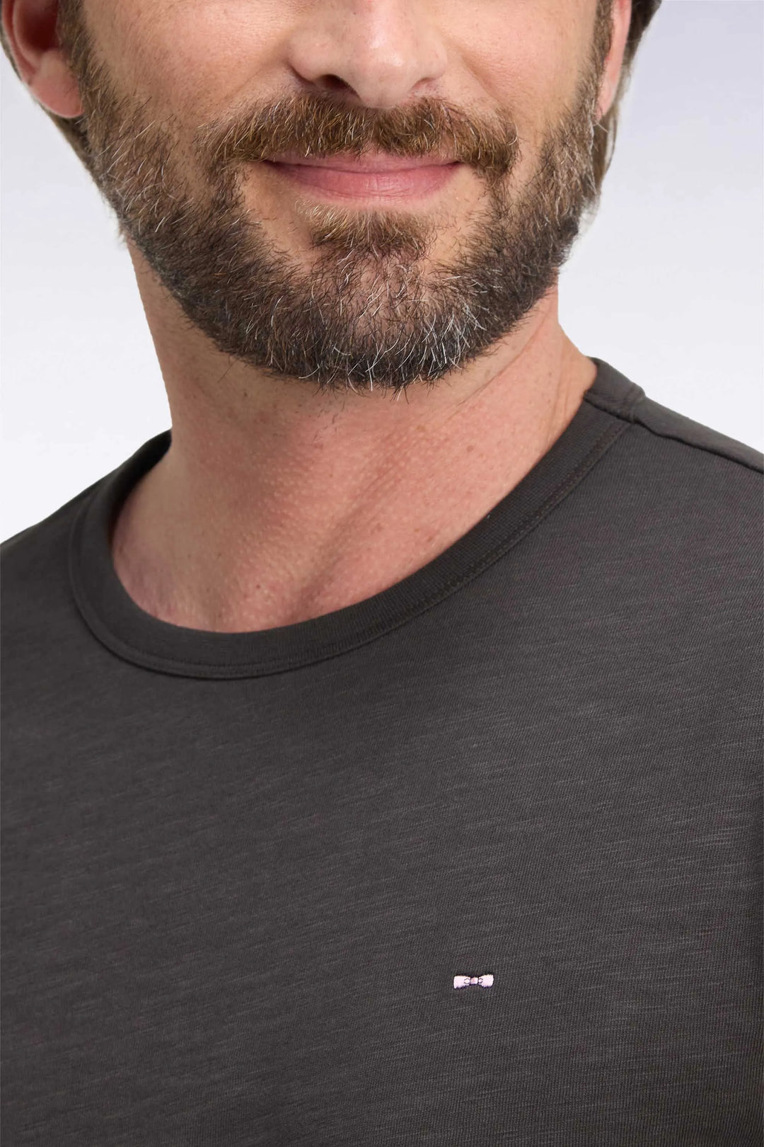 Brown Cotton Long-Sleeved T-Shirt with Slim Fit