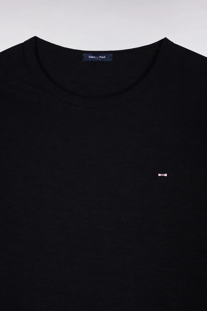 Slim Fit Black Cotton Long-Sleeved T-Shirt