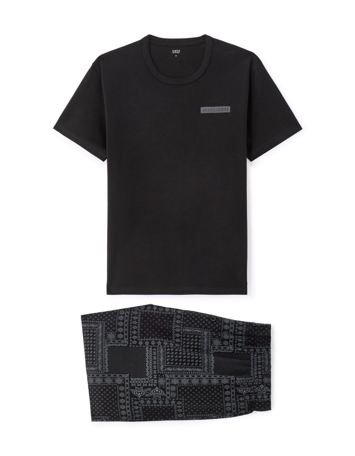Pyjama/Bathrobe/Slippers - Black