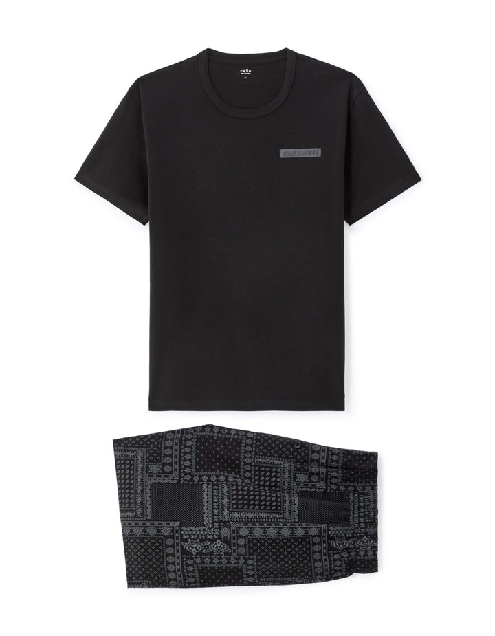 Pyjama/Bathrobe/Slippers - Black