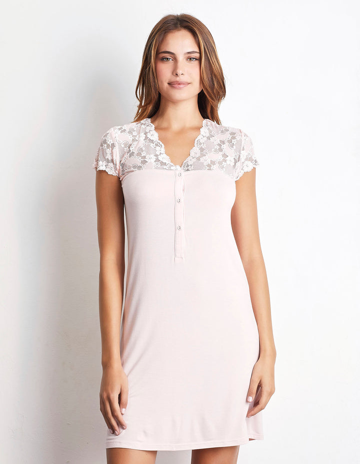 Short-sleeve nightshirt - Light Pink