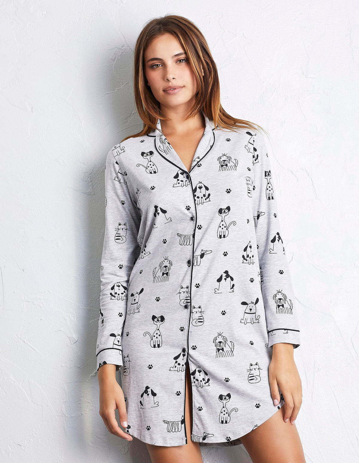 Long-sleeve nightshirt - Printed